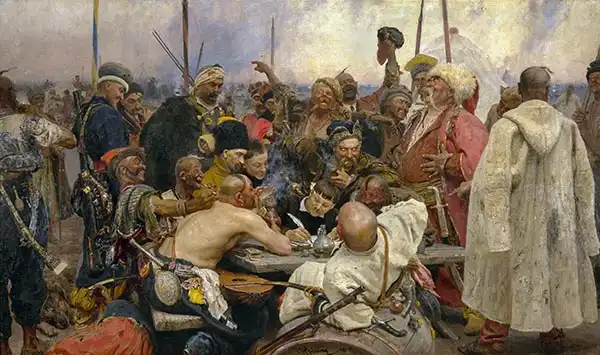 Repin, Illya E.: Odpověď záporožských kozáků sultánovi Mehmetovi IV.