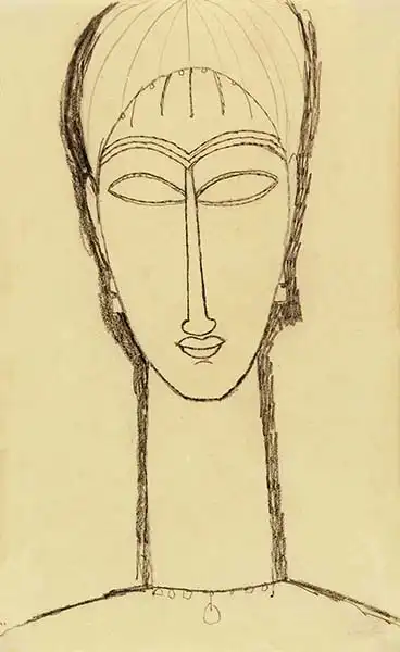 Modigliani, Amadeo: Kresba obličeje ženy