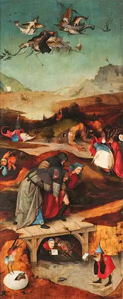Bosch, Hieronymus: Pokušení sv. Antonína (levá část)
