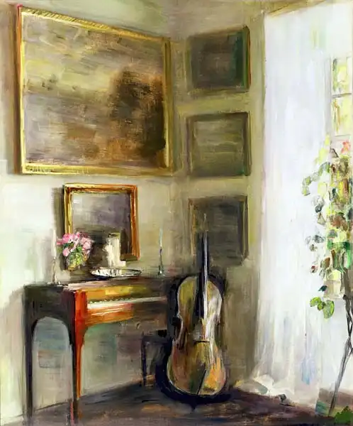 Holsöe, Carl: Interior with Cello and Spinet
