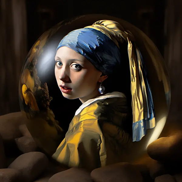 Art visions by AI: Chica con pendiente de perla