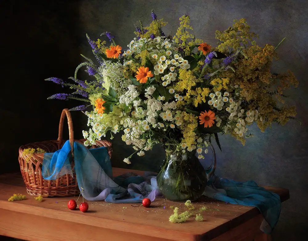 Skorokhod, Tatyana: Mit einem Strauß Wiesenblumen
