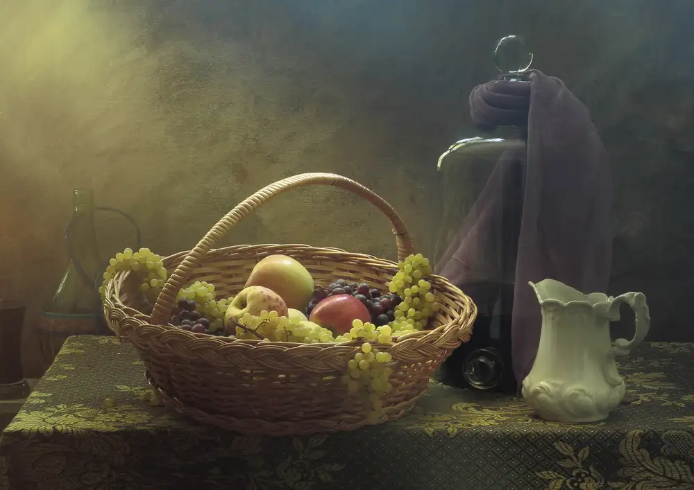 UstinaGreen: Bodegón con cesta de frutas