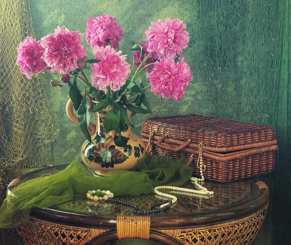 UstinaGreen: naturaleza muerta con peonías-1807