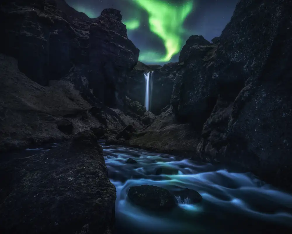 Gastager, Daniel: Kvernufoss bei Nacht