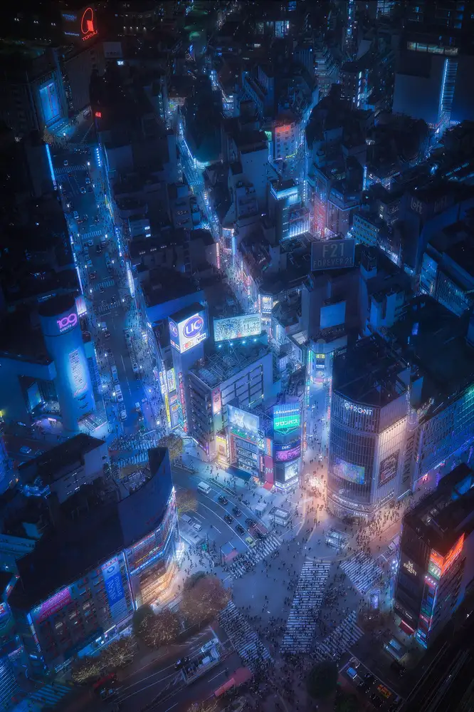 la, De Javier: Fliegendes Shibuya