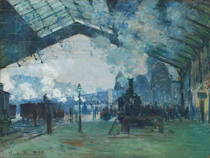 Monet, Claude: Příjezd vlaku do nádraží v Saint Lazare
