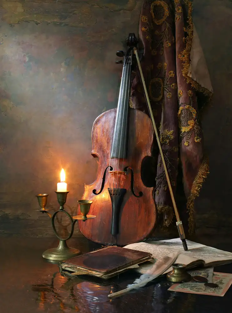 Morozov, Andrey: Still life with violin and candle