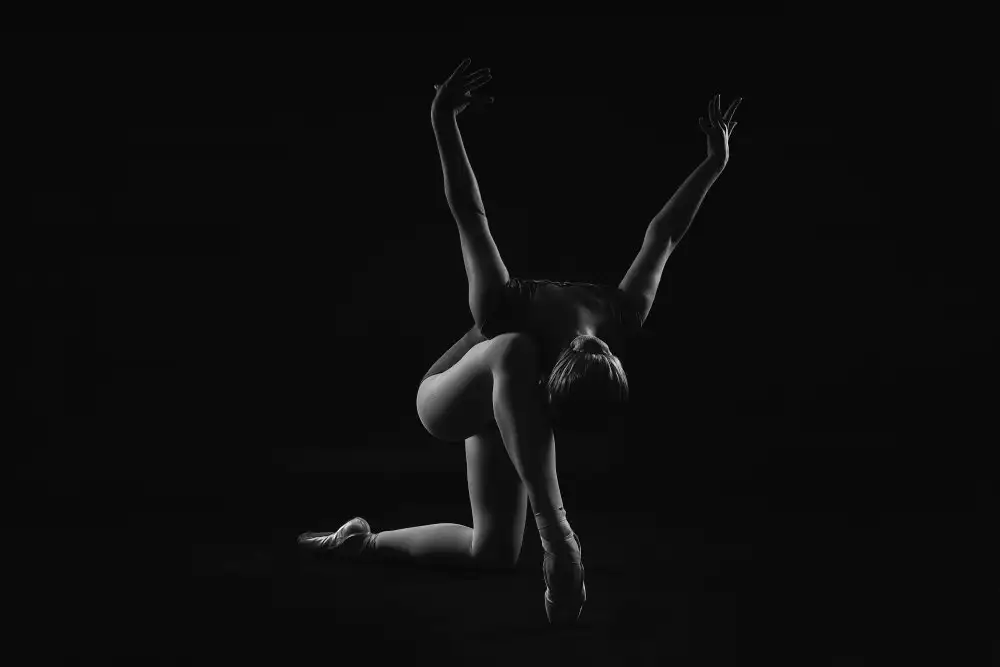 Alexandr: la dernière fois. la ballerine,debout sur un genou et penchée en avant,écarta les bras
