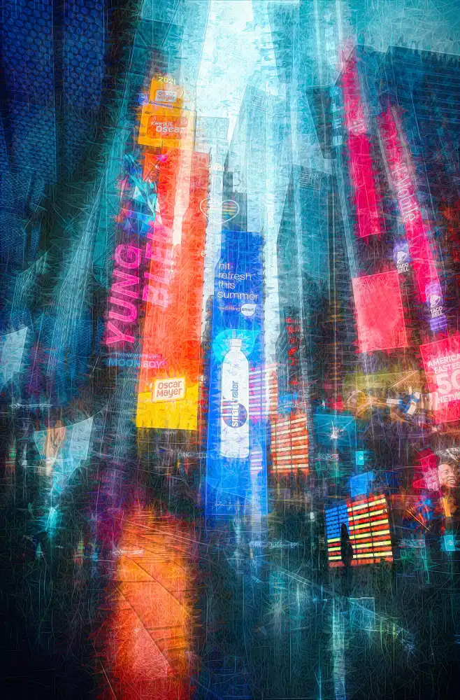 Catherine, W.: Time Square-Impression im Regen