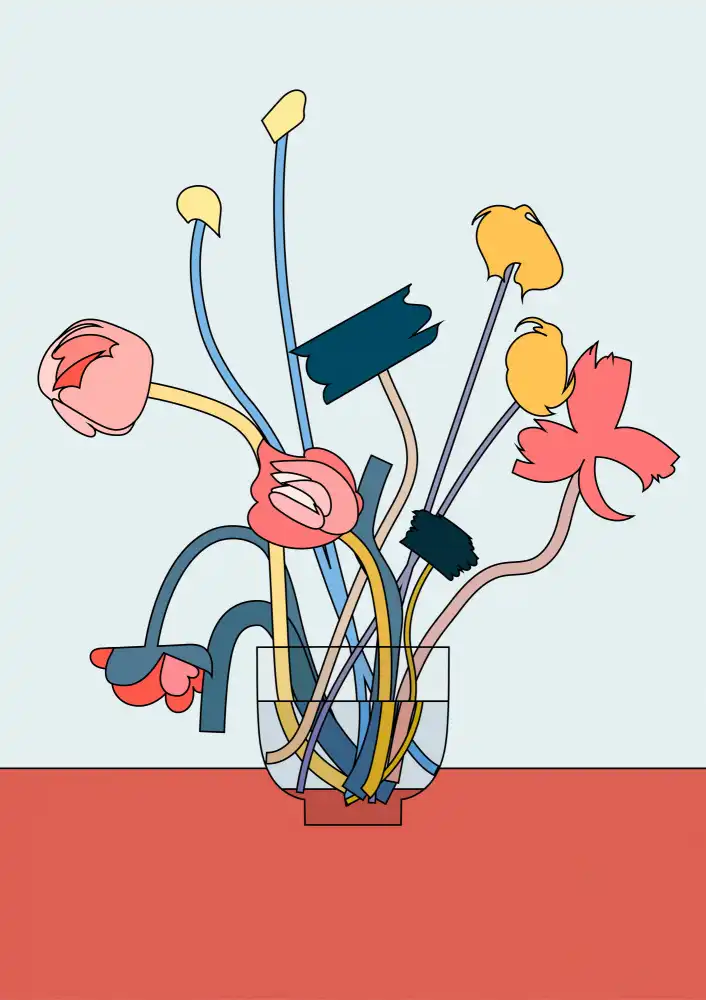 NKTN: Fleurs dans un vase en verre
