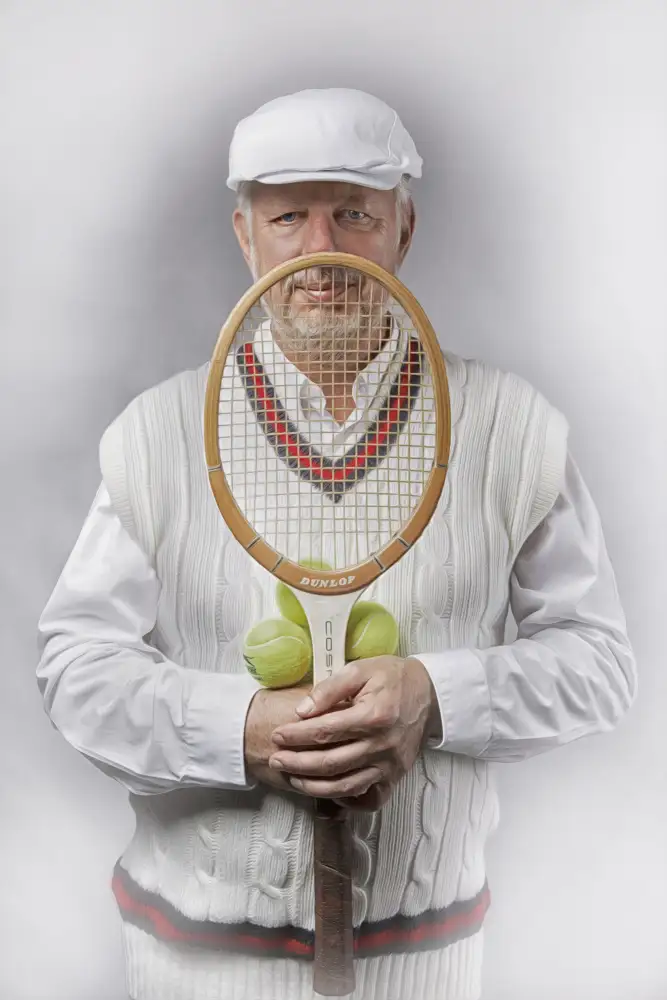Kayen-Mouthaan, Carola: Old-fashioned male tennis player
