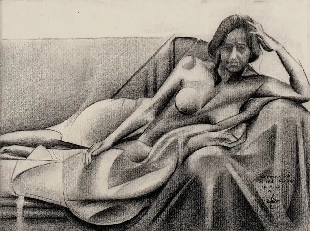 Akkers, Corné: Woman in a Red Kimono - 03-11-22