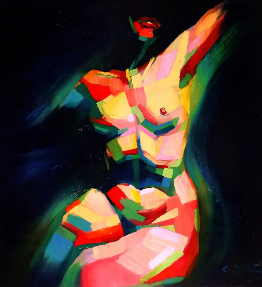 Akkers, Corné: Kubistischer sitzender Akt (2014)