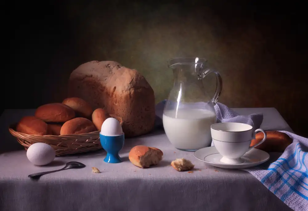 Skorokhod, Tatyana: Stillleben mit Milch und Brot