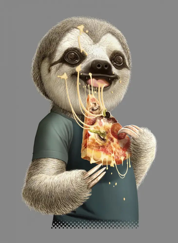 Lawless, Adam: lenochod jíst pizzu