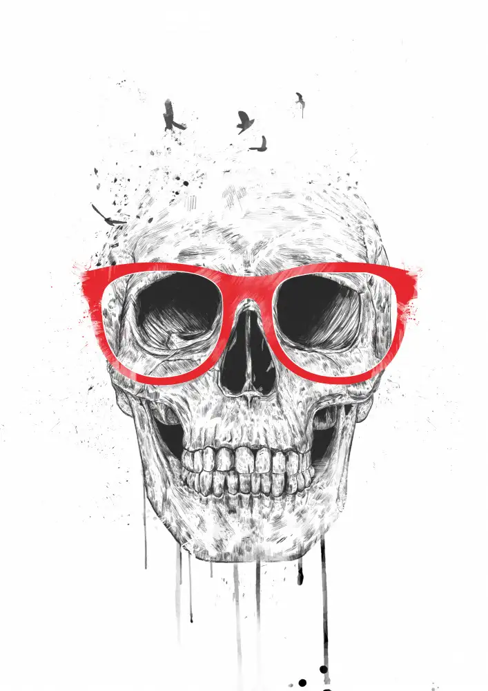 Solti, Balazs: Skull with red glasses