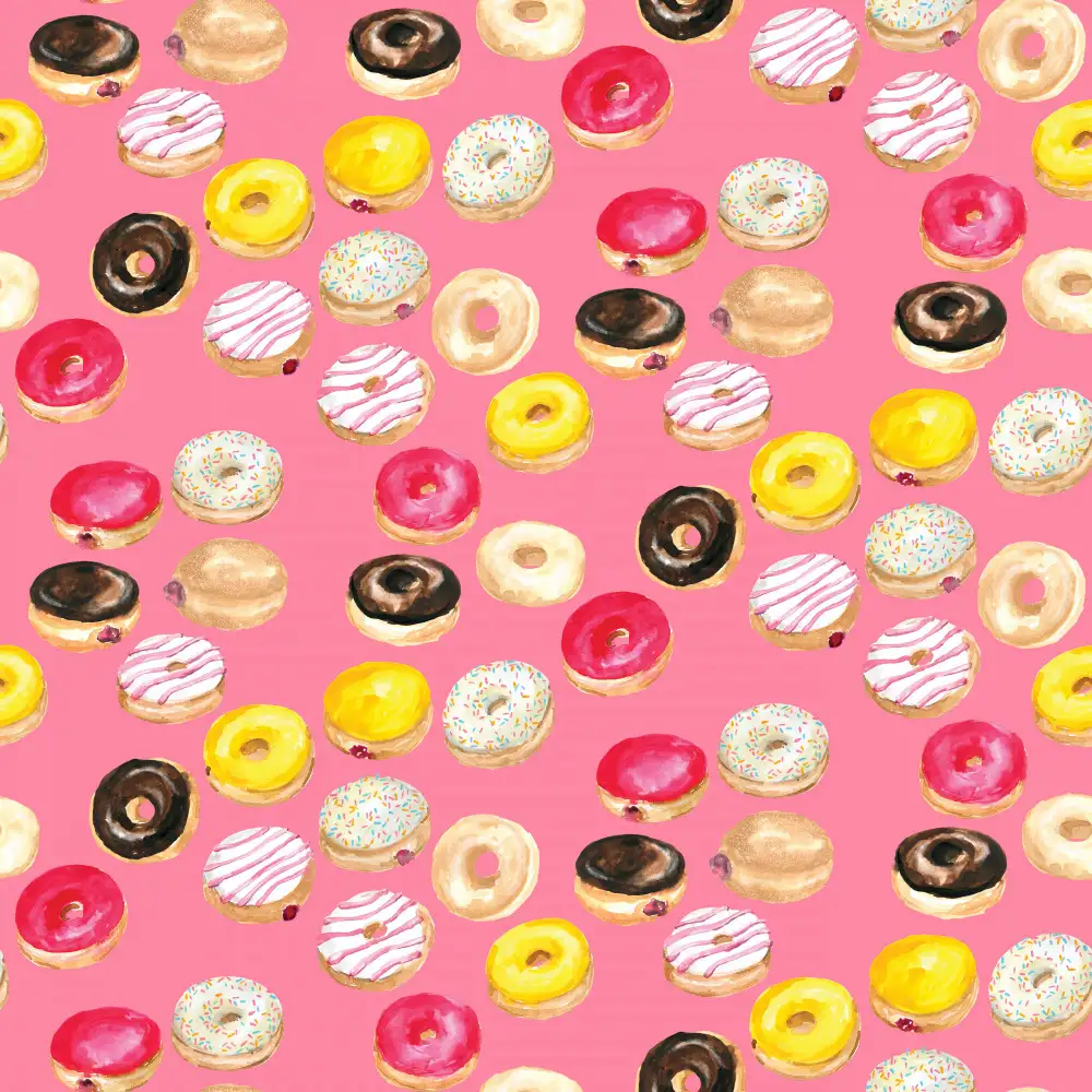 Blursbyai, Laiz Rosana: Watercolor donuts pattern in hot pink
