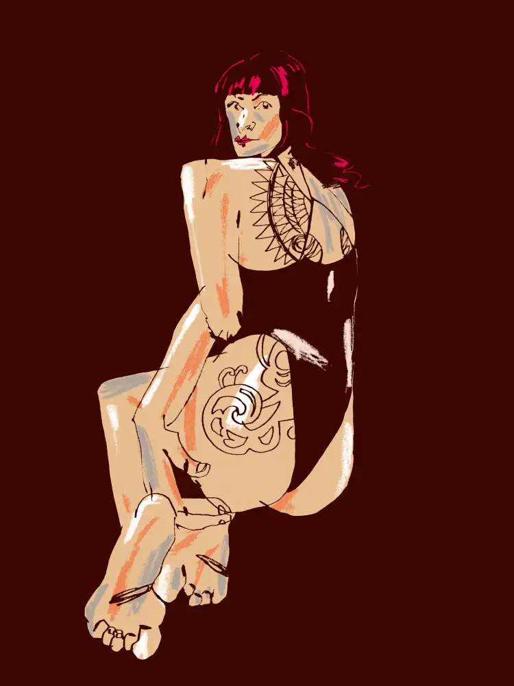 Gulina, Francesco: Fille avec un tatouage rouge foncé