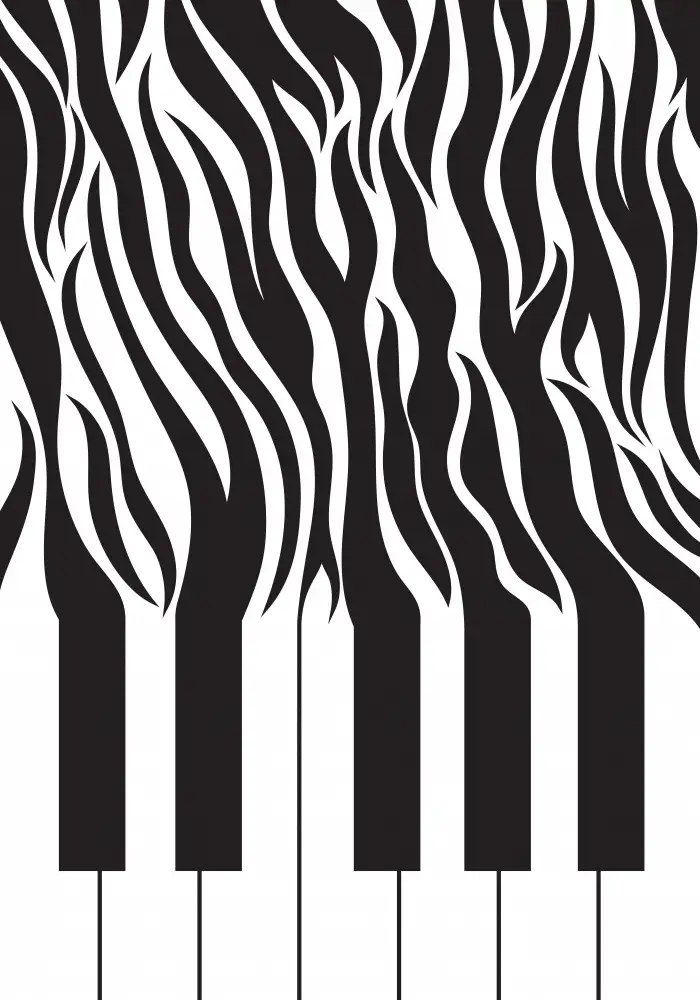 Manovski, Sarah: Zebra-Klavierdruck in Schwarz und Weiß