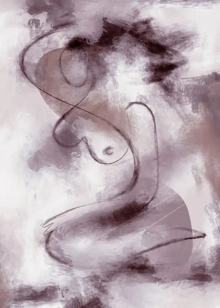Studio, Pictufy: PITTURA ASTRATTA FIGURATIVA DELLA DONNA VIOLA
