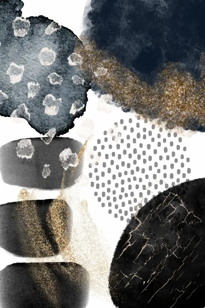 Moss, Ann Sally: Abstraktes Schwarz und Gold-2