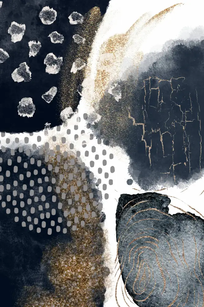 Moss, Ann Sally: Abstraktes Schwarz und Gold-1