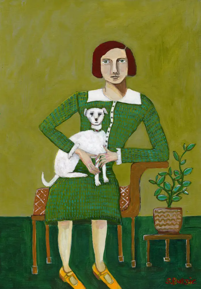 Bursic, Sharyn: Signora vintage con il suo cane bianco