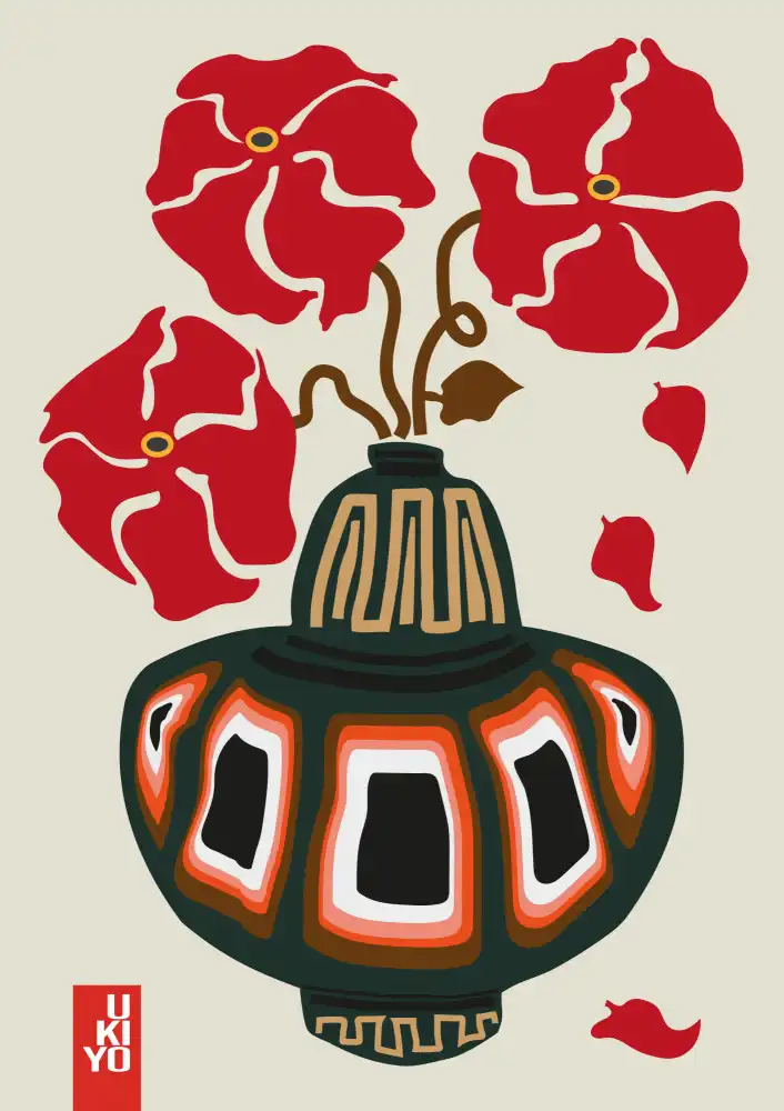 Collett, Frances: Ukiyo Vase Flower Greige