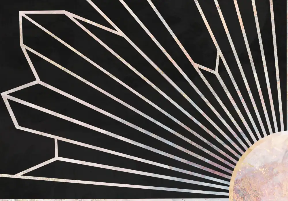 Manovski, Sarah: Gold geometric sun rays mural black