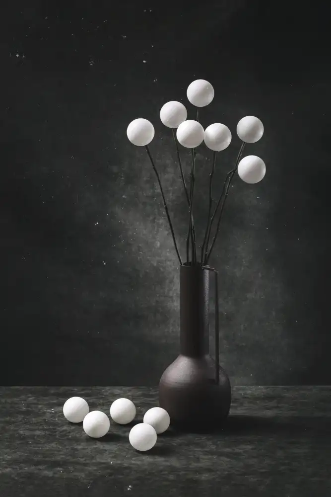 Barkow, Brig: Still life with a bouquet of white balls
