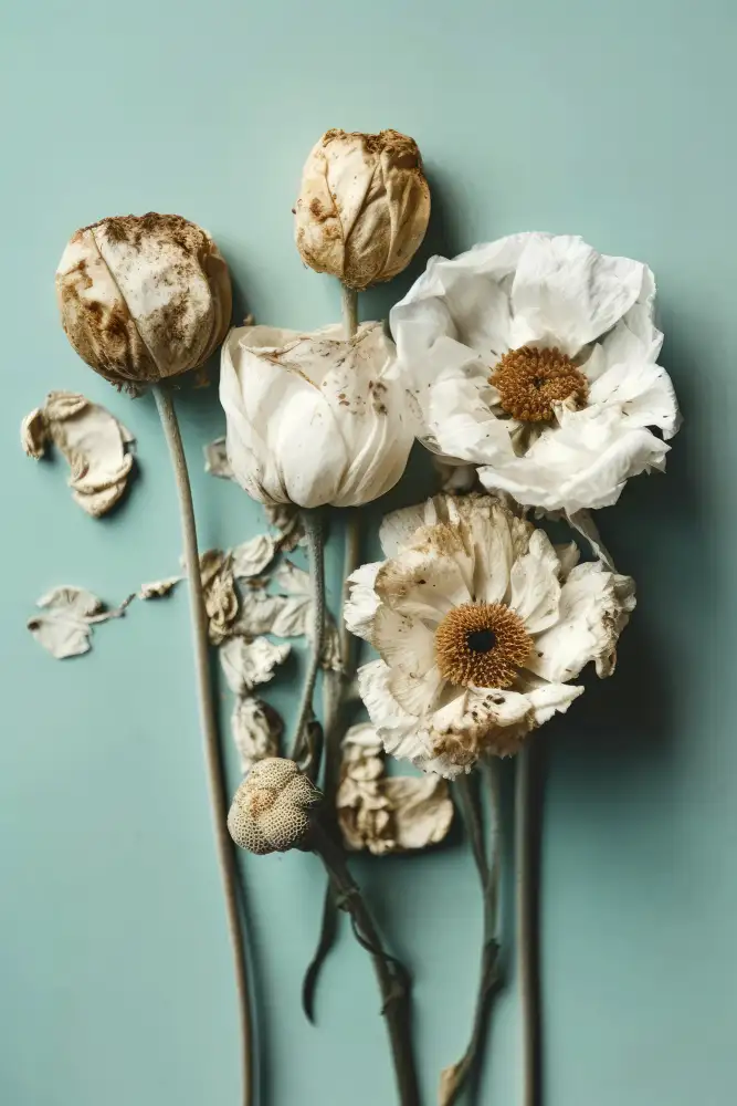 Treechild: Fleurs sèches sur fond turquoise