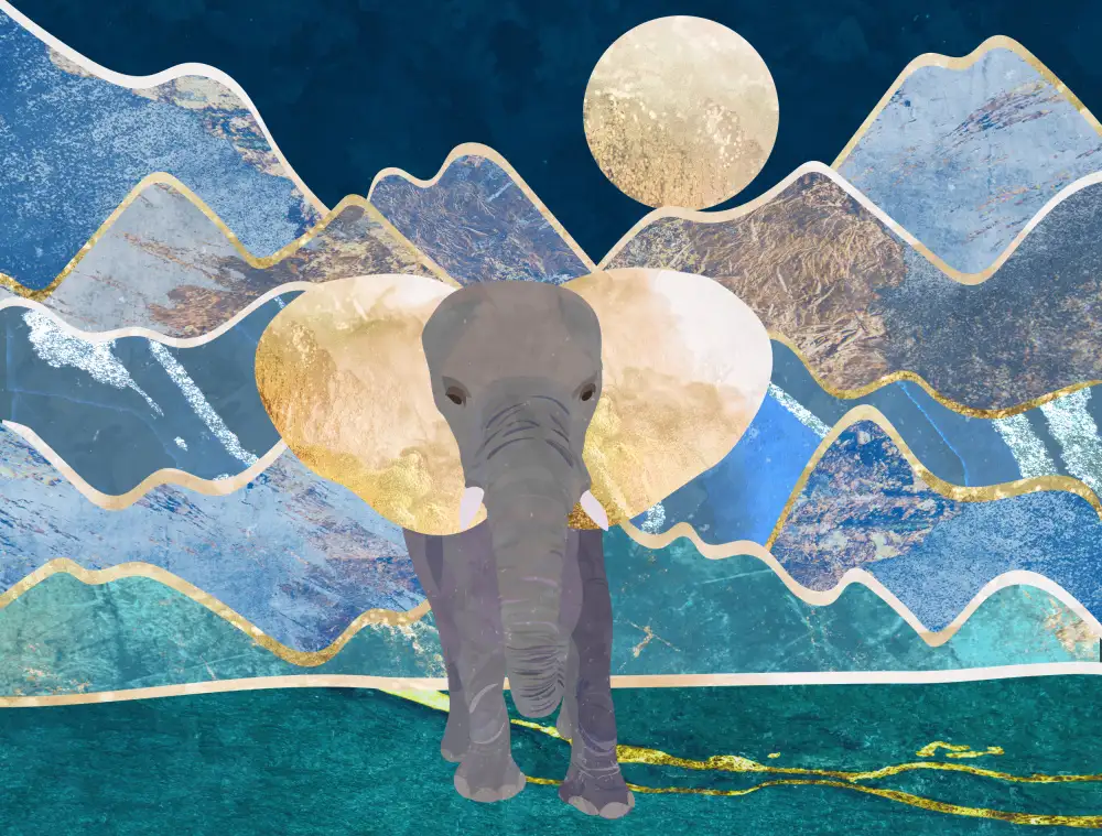 Manovski, Sarah: Fototapeta Magestic elephant mountains landscape landscape