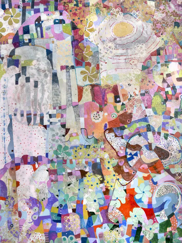Loebelsohn, Alise: Covid Spring 36x48 Olejomalba Kombinovaná média na plátně