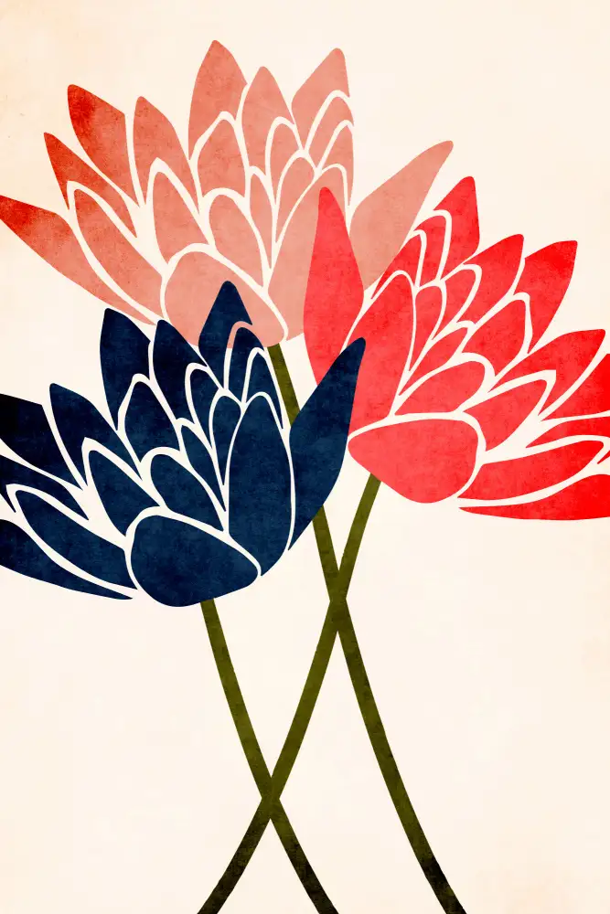 Kubistika: Tres flores danzantes