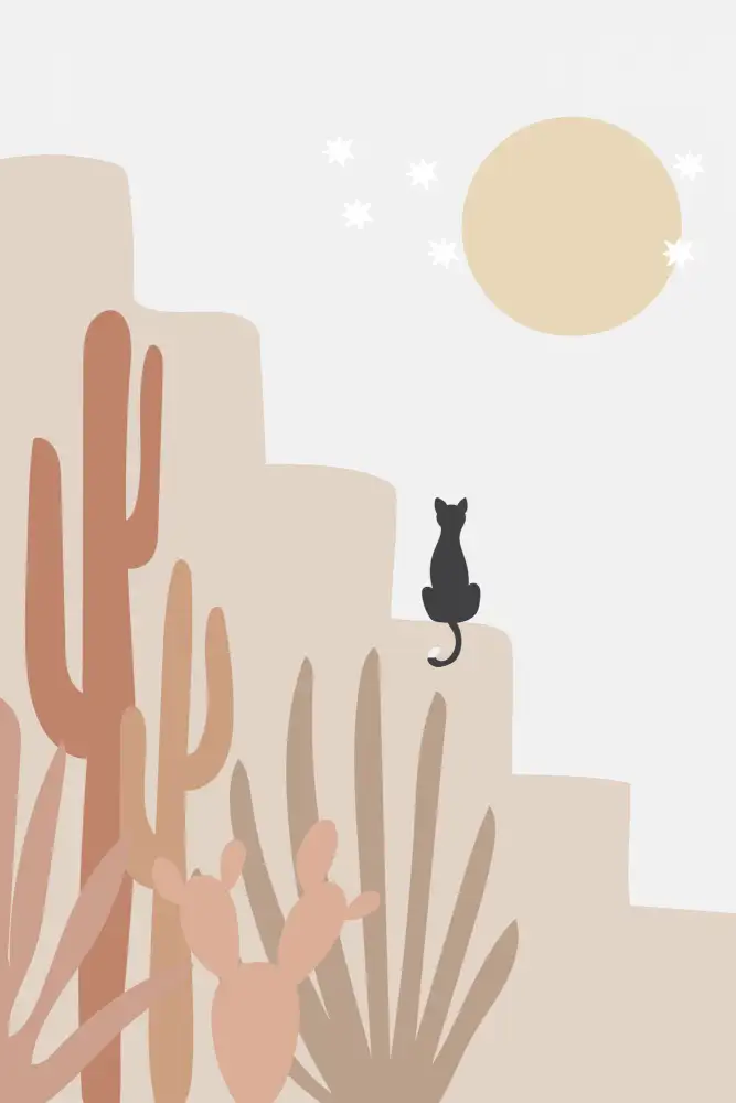 Prints, Art Melloi: Cat with Cactus