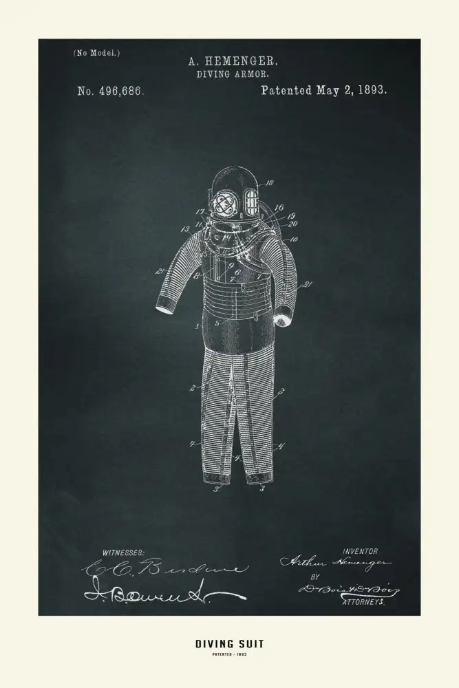 stanley, jay: Traje de buceo patentado en 1893.