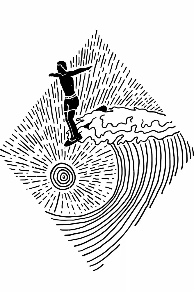 stanley, jay: Surfer-Linienzeichnung