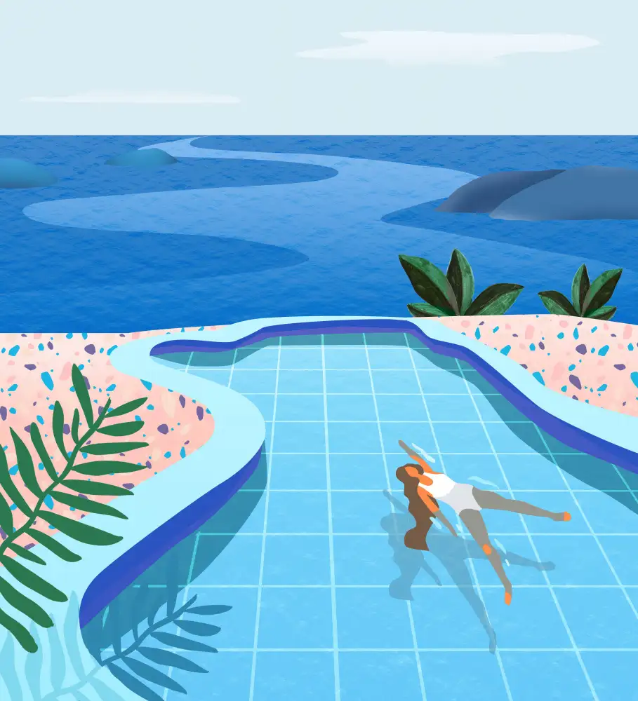 Lizde, Petra: chica en la piscina