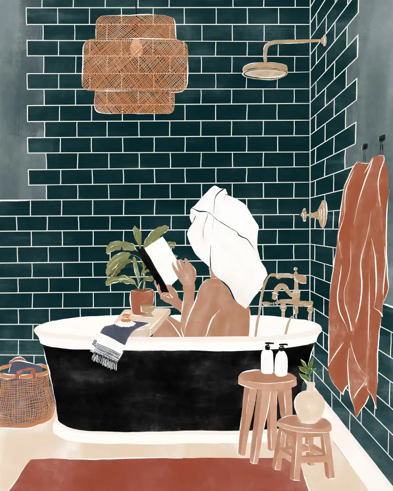 Illustrations, Green Ivy: Salle de bain bébé