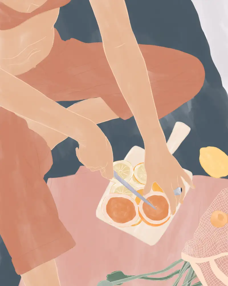 Illustrations, Green Ivy: Grapefruits schneiden