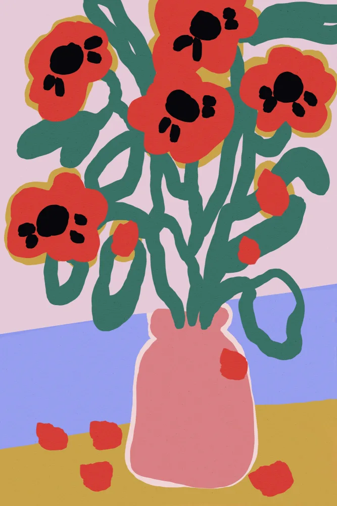 Treechild: Mohnblume in rosa Vase