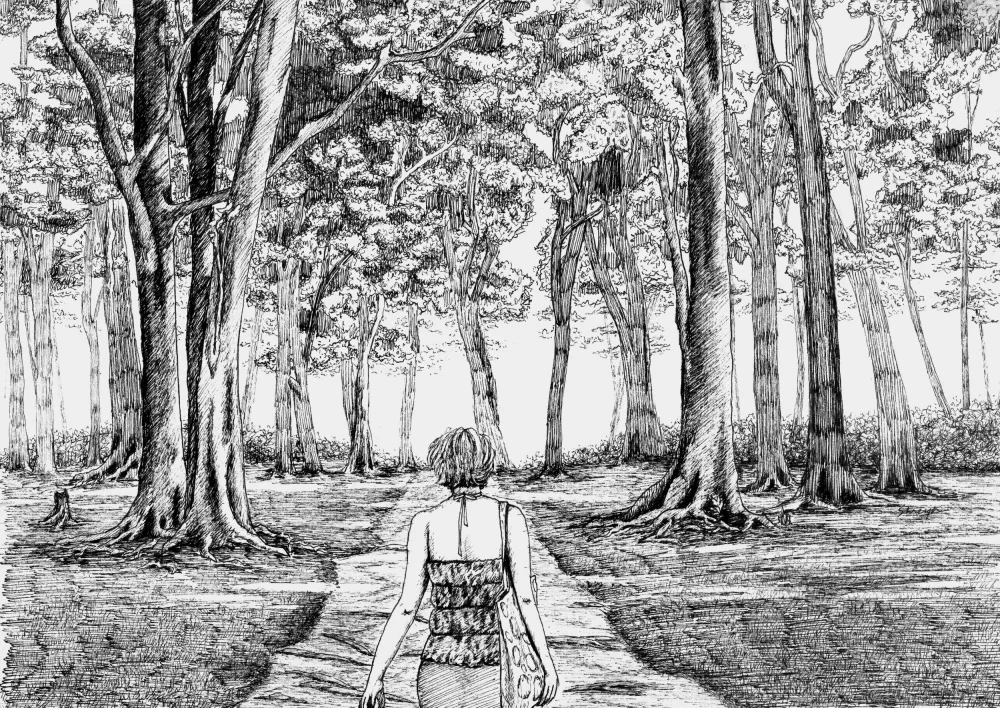 Prasad, Shreya: En el bosque,Autorretrato