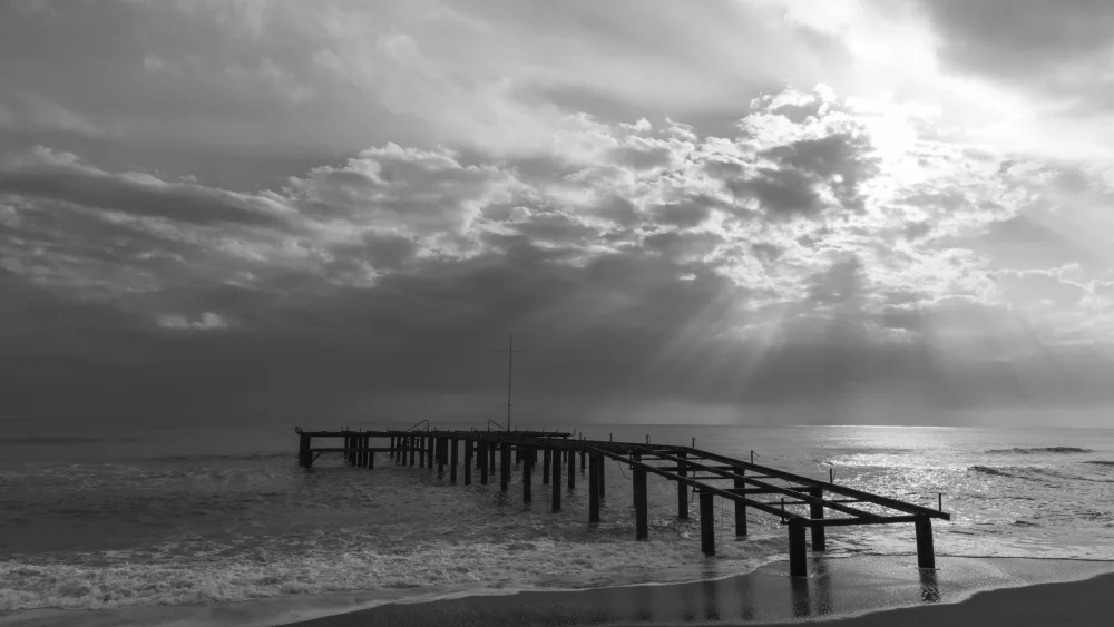 akyurt, engin: old pier and dramatic landscape