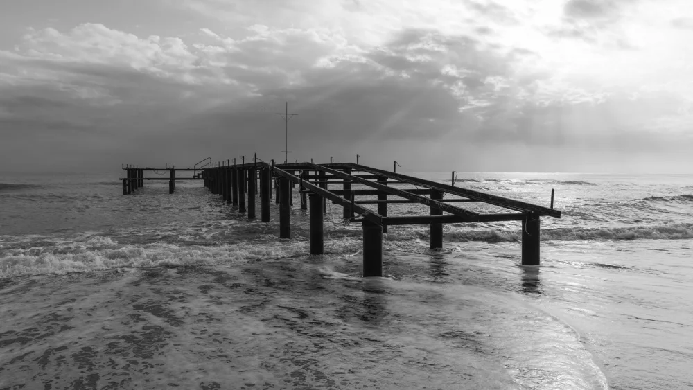 akyurt, engin: old pier and dramatic landscape