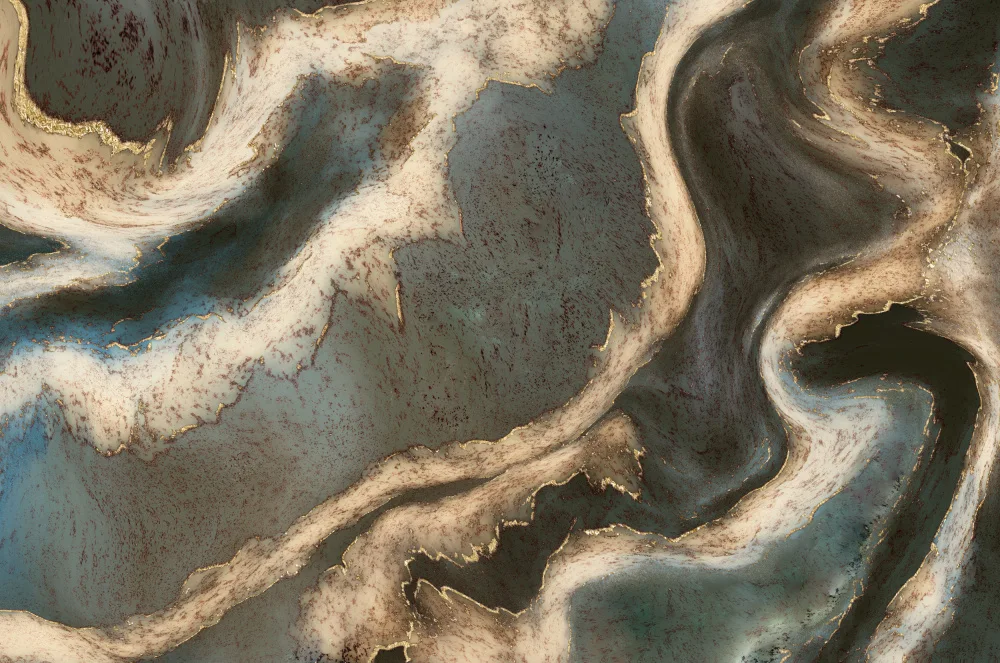 Paksoylu, Bilge: Alcohol Ink Green Blue Gold Beige