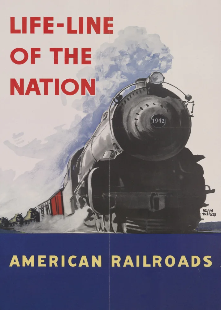 Poster, Travel Vintage: American Railroads - Life line of the národ
