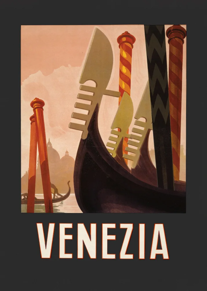 Poster, Travel Vintage: Plakát Venezia tmavý