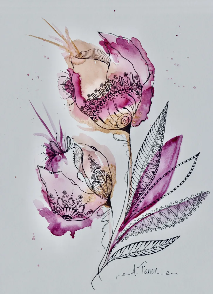Tieman, Amy: Mandala Blumen (Magenta)