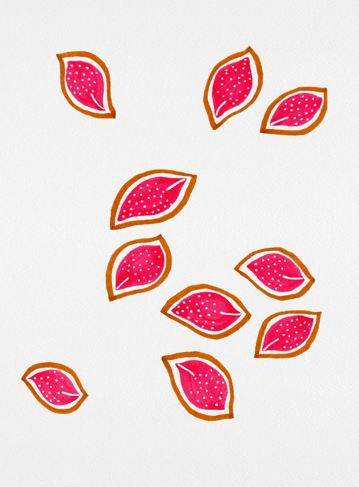 Channell, Michele: Coral Scattered Leaves Polka Dot 2